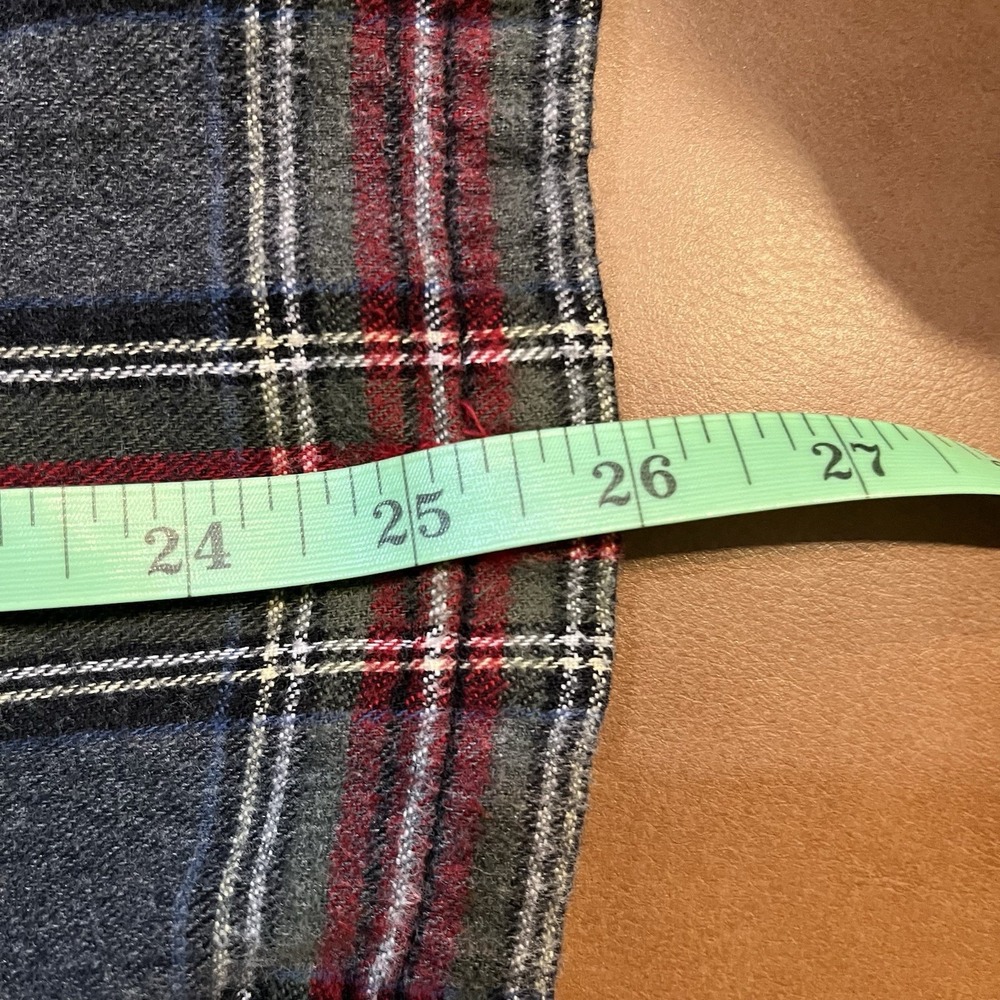 LL Bean Scotch Plaid Flannel‎ Pajama Top M Regular Gray Red Cotton Sleep Shirt - Picture 7 of 8